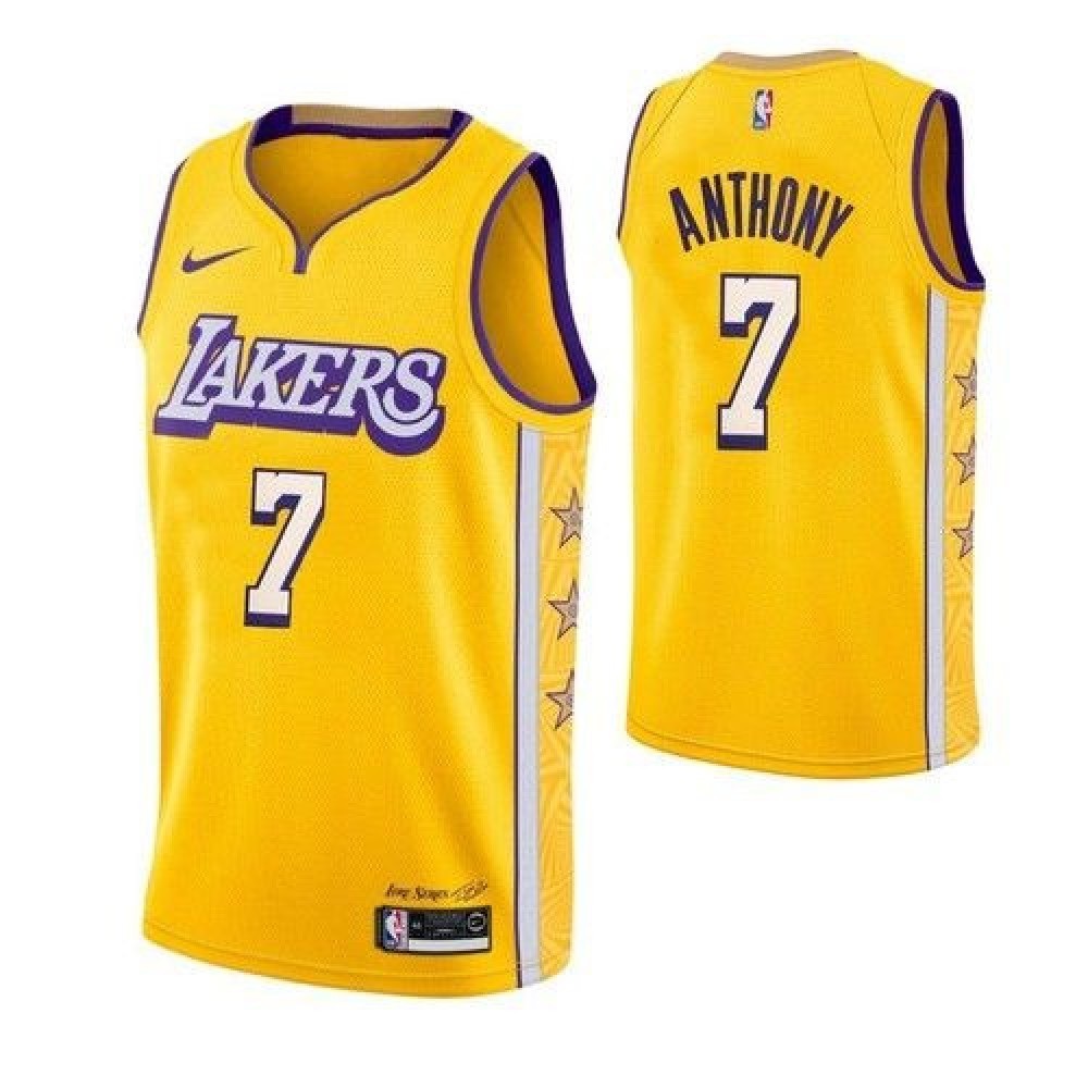 Men's Los Angeles Lakers Carmelo Anthony #7 Yellow Swingman NBA Jersey - City Edition-Pro Kit Vault | Brand New 26/27 Sports Jerseys